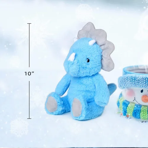 Miniatura 7 de VANLINNY Animales de peluche de dinosaurio, juguete de dinosaurios azules para niños de 3 a 5 años, bonito peluche de triceratops de 9 pulgadas