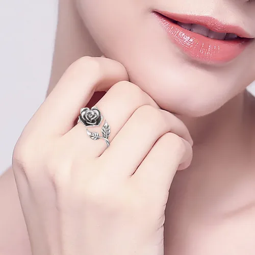 Miniatura 19 de Anillos abiertos ajustables de plata de ley S925, anillo de rosa para mujeres y adolescentes