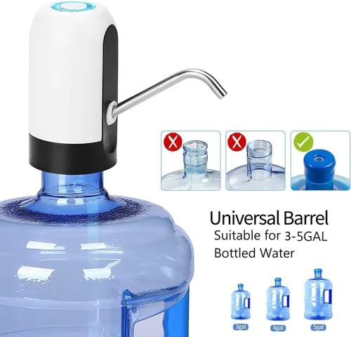 Miniatura 6 de Bomba de agua para botellas de agua, bomba de agua eléctrica portátil de carga USB para botellas de agua universal de 5 galones Blanco