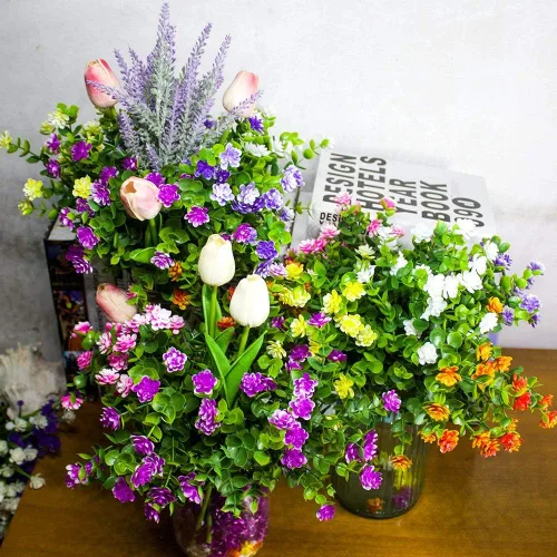 Miniatura 8 de Flores artificiales, arbustos de boj falsos para exteriores, resistentes a los rayos UV, plantas verdes de plástico sintético para colgar