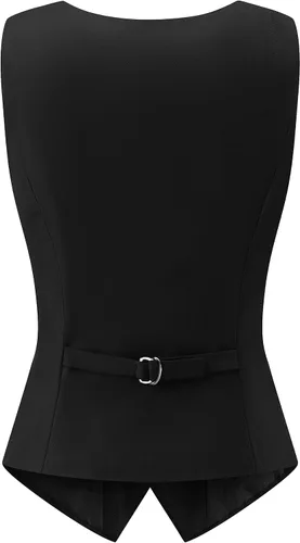 Miniatura 2 de Foucome Chaleco de doble botonadura para mujer, chaleco elegante con cuello de solapa