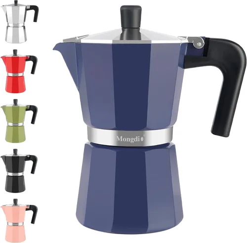 Miniatura 14 de Mongdio - Cafetera de café espresso para estufa Moka, Cafetera Cubana para estufa, Cafetera Mocha Greca Italiana, para 6 tazas de espresso, 10 onzas