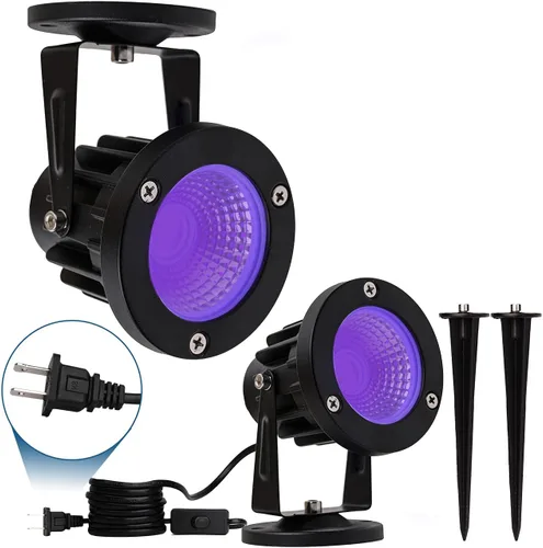 Luces LED negras de 12 W, luz negra para exteriores para iluminación de paisajes, foco negro de 120 V para fiesta de baile, arte, póster, fiesta que