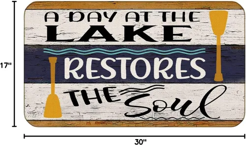 Miniatura 3 de BXFAHZJ A Day at The Lake Restores The Soul - Tapete para puerta de casa de campo con temática de lago, 17 x 30 pulgadas, decoración