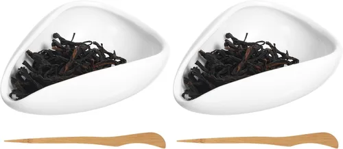 Miniatura 10 de Luxshiny Plato de té de cerámica con aguja de 3.93 x 2.95 x 1.18 pulgadas, soporte suelto para hojas de té y plato de exhibición de frijoles