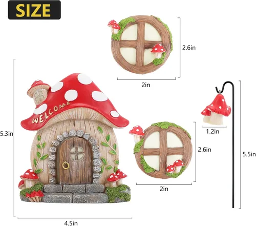 Miniatura 2 de Accesorios de jardín de hadas en miniatura, decoraciones de Navidad, puerta y ventanas de hadas de hongos para árboles, escultura de jardín que