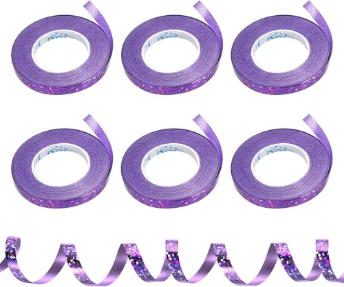 Miniatura 7 de PATIKIL 6 cintas rizadoras de 3/16 pulgadas con láser metálico brillante de 11 yardas iridiscentes para decoración de fiestas, envoltura de regalos