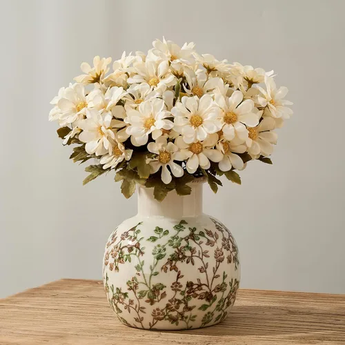 Miniatura 19 de SIDUCAL Jarrón Vintage Azul y Blanco Cerámica Chinoiserie Floral de 6 Pulgadas Jarrón Retro de Porcelana Azul y Blanca con Efecto Agrietado