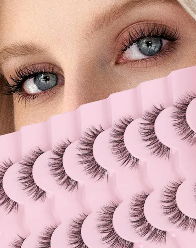 Miniatura 17 de Jiocolor Pestañas naturales pestañas postizas finas pestañas postizas cortas aspecto natural banda transparente pestañas postizas tira pestañas