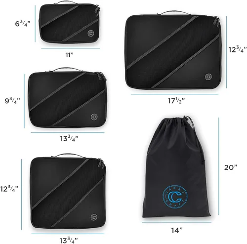Miniatura 2 de Juego de 4 organizadores de equipaje de viaje con bolsa de lavandería, Negro, L