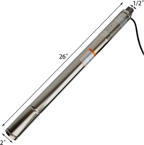 Miniatura 2 de Bomba sumergible de pozo profundo de 1/2HP 110V Pozo φ>2.087 in Flujo máximo 4.4GPM Altura máxima 180FT 2 pulgadas Acero inoxidable sumergible Bomba