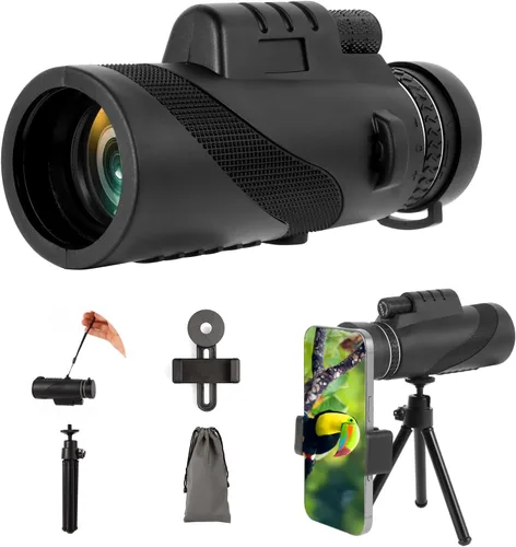 Telescopio monocular de 10 x 42, alcance FMC y BAK4 de alta potencia, agarre antideslizante, impermeable, regalos de cumpleaños para hombres, papá,