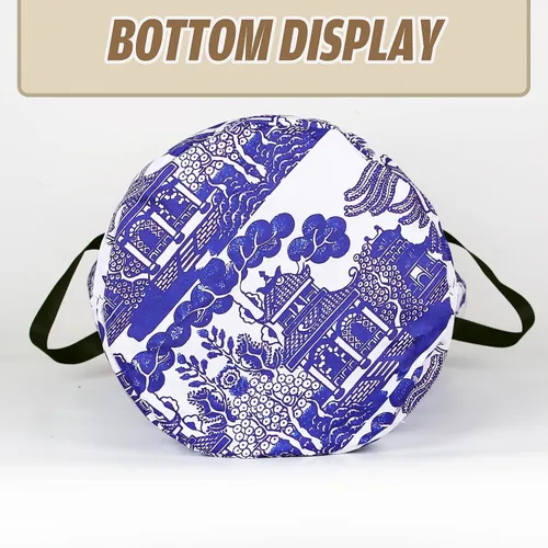 Miniatura 3 de Cesta de lavandería de porcelana blanca y azul chinoiserie, plegable, de tela Oxford, divertida bolsa de lavandería, cesta de almacenamiento