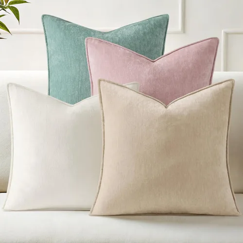 Miniatura 9 de decorUhome Juego de 4 fundas de almohada de verano de 18 x 18 pulgadas, fundas decorativas de felpilla neutra suave con diseño elegante para sala