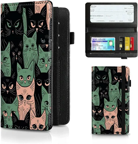 Miniatura 68 de Funda para chequera para hombres y mujeres, cartera de cuero RFID con ranuras para tarjetas de crédito, soporte de cheques duplicados personales