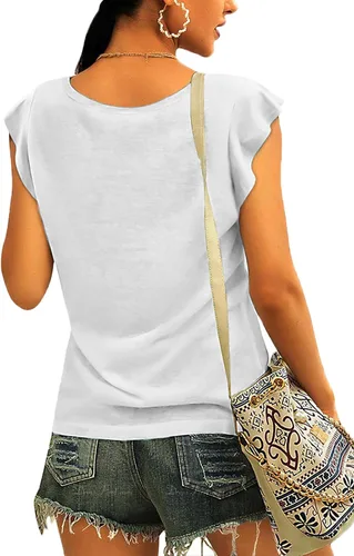 Miniatura 2 de Micticsi Camisetas básicas de verano para mujer 2023, camisetas sin mangas casuales con cuello en V