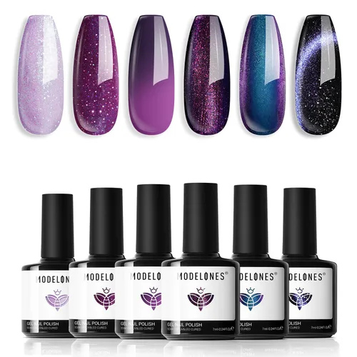 Miniatura 20 de modelones - Juego de 6 esmaltes en gel, tonos verano, rosa, rosa fuerte, rosa neón, blanco, magenta, de suave claro a oscuro,arte para amantes