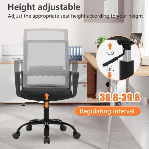 Miniatura 6 de PayLessHere Silla de oficina para computadora, silla ergonómica de malla, respaldo medio, silla giratoria para oficina en casa, silla de escritorio