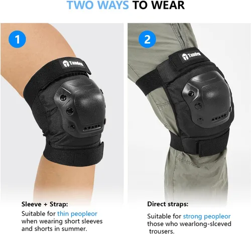 Miniatura 7 de Tanden Equipo de Protección para Patineta, Juego de Almohadillas para Rodillas y Codos, Almohadillas para Codos y Rodillas para Patinaje sobre Negro