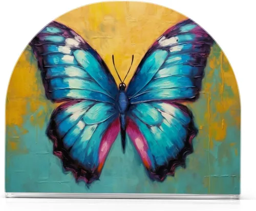 Napkin Holder Butterfly Painting Napkin Holders for Tables, Clear Acrylic Napkin Holders Cocktail Napkin Holder for Kitchen Restaurant Bar Home Decor
