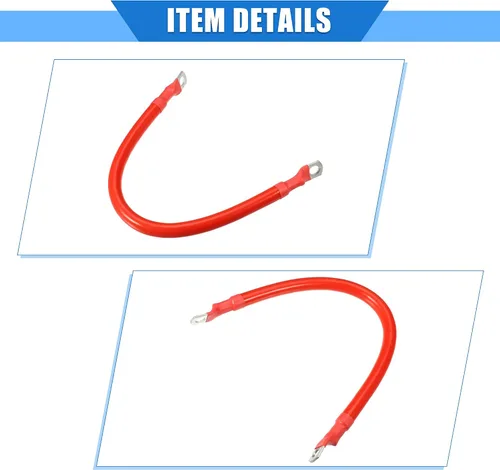 Miniatura 5 de Cable de batería, calibre 2 AWG de 11.8 in, 5/16 pulgadas, cable de batería universal para automóvil, camión, caravana, rojo, cobre duradero