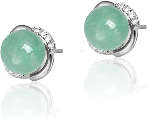 Miniatura 19 de Jade Earrings Studs,Green Jade Earrings for Women,925 Sterling Silver Earrings Studs for Sensitive Ears,Handmade Jade Earrings for Birthday