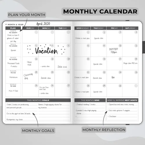 Miniatura 4 de Clever Fox Planificador – Planificador semanal y mensual sin fecha para productividad, gestión del tiempo y objetivos – Diario organizador – A5