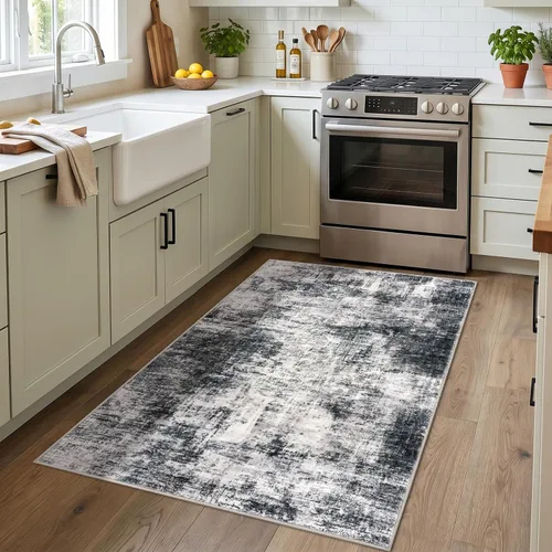 Miniatura 574 de IOHOUZE Alfombra abstracta lavable de 3 x 12 pies para pasillos, antideslizante para cocina, camino de entrada de lana sintética para interiores