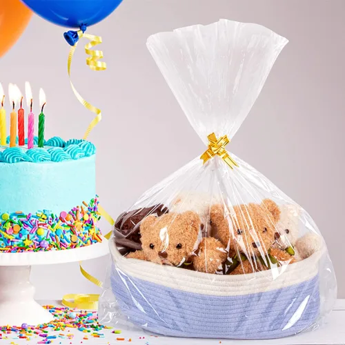 Miniatura 3 de Labeol 50 bolsas de celofán de 3 tamaños, envoltura de celofán para cestas de regalo 24x30 16x24 12x18, bolsas grandes de empaque de plástico