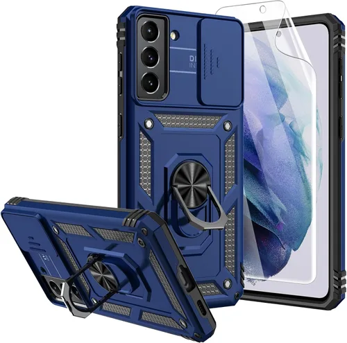 Miniatura 11 de Funda para Galaxy S21, con protectores de pantalla y funda para cámara, [grado militar] de 16 pies. Funda a prueba de caídas con función de atril