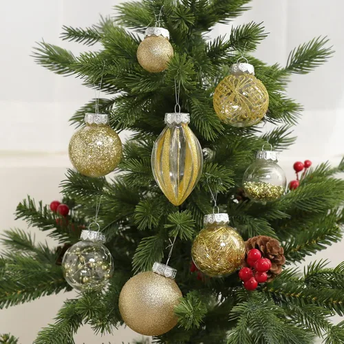 Miniatura 7 de Juego de adornos navideños, 32 piezas de bolas colgantes de Navidad de plástico transparente irrompibles para decoración de árbol de Navidad