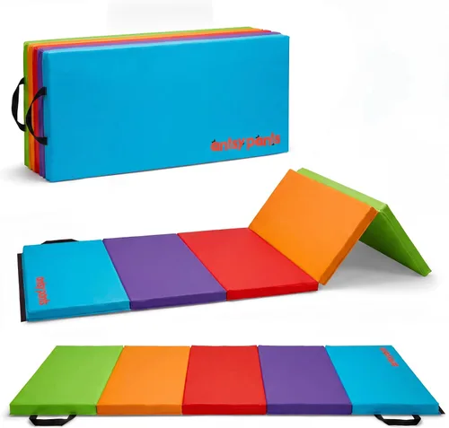 Miniatura 12 de Antsy Pants Colchoneta de gimnasia para niños, fácil de limpiar, resistente, plegable, acolchada, ligera, portátil, equipo de gimnasia para juego