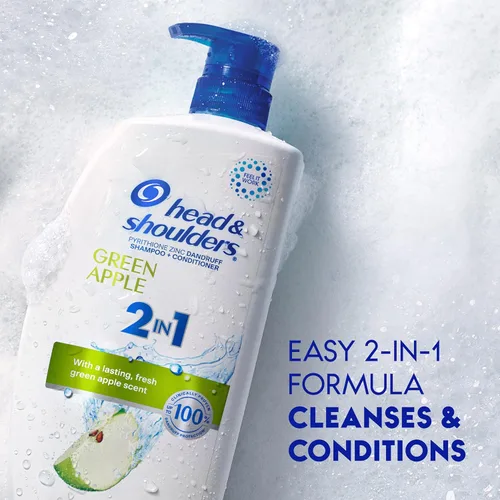 Miniatura 3 de Head & Shoulders - Champú y acondicionador 2 en 1, tratamiento anti caspa y cuidado del cuero cabelludo, manzana verde, 32.1 oz (0.95 l), paquete