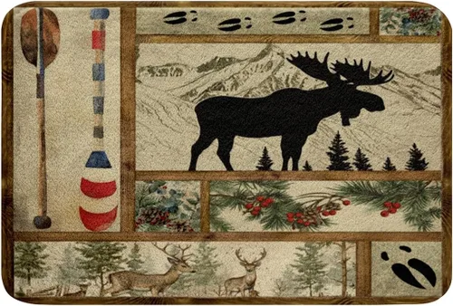 Miniatura 28 de Erosebridal Woodland Animals Bath Mat Bear Deer Wolf Hunting Theme Bathroom Rugs Rustic Cabin Lodge Decor Doormats Floor Mats Farmhouse Wildlife