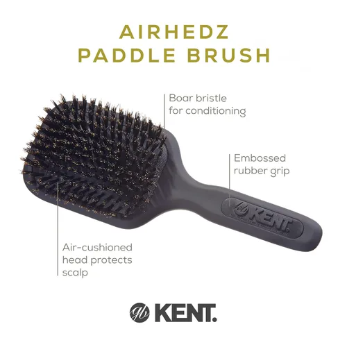 Miniatura 4 de Kent AH13G Airhedz Pro - Cepillo desenredante de cerdas puras (mediano, gris) para cabello rizado, grueso o húmedo, para alisar y terminar