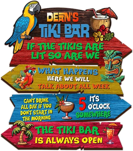 Miniatura 8 de THUYPT Cartel personalizado con reglas Tiki para bar Tiki, decoración de madera Tiki con patrón Tiki Totem, decoración tropical para playa impresa