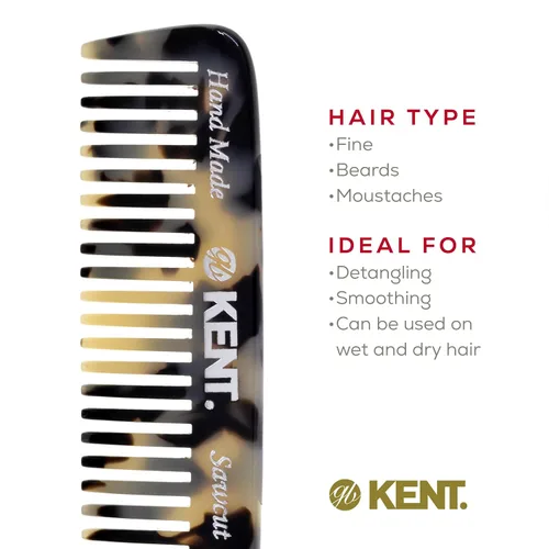 Miniatura 6 de Kent 93T Tokyo White - Peine para barba para hombre, peine de dientes anchos para hombre, ideal para bigotes y barbas y vello facial, peines Blanco