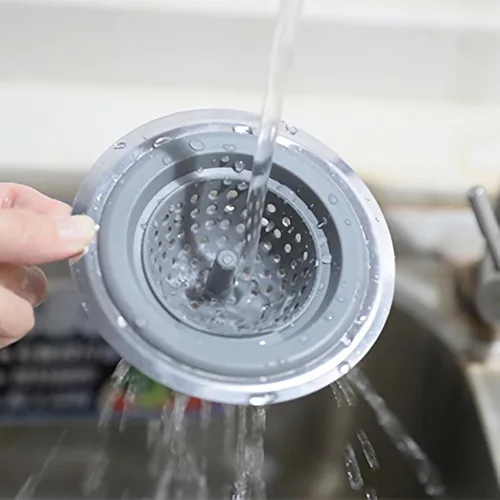 Miniatura 2 de Paquete de 2 coladores de drenaje de silicona inoxidable para fregadero de cocina, protector de drenaje, evita obstrucciones, borde ancho grande