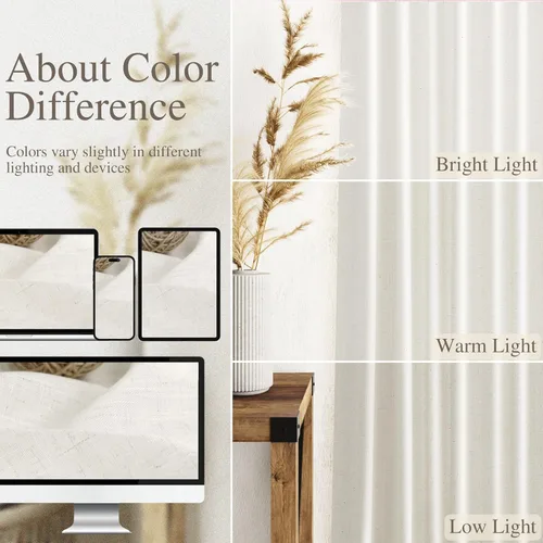 Miniatura 3 de Nanspring - Cortinas cortas de lino semitraslúcidas, con pestañas traseras y jareta, filtrado de luz; para cocina, ventana pequeña, sótano, Café