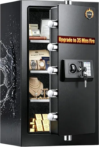 Miniatura 15 de Caja de seguridad de 16.54 pulgadas de alto, caja de seguridad para el hogar de 2.5 pies cúbicos con bolsa impermeable e ignífuga, caja de seguridad
