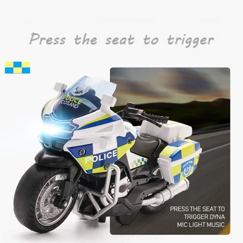 Miniatura 5 de Juguetes de motocicleta de tracción hacia atrás, pequeño regalo con iluminación musical, motocicletas de policía de juguete para niños de 3, 4, 5