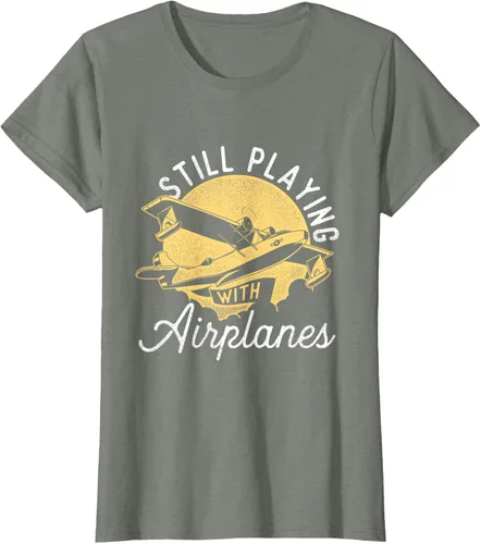 Miniatura 16 de Still Playing With Airplanes - Camiseta de control remoto RC Avión Piloto, Negro