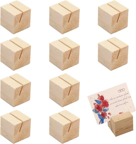 10 soportes de madera para tarjetas, soportes de madera para números de mesa, soportes para fotos, para boda, fiesta, decoración, exhibición de fotos