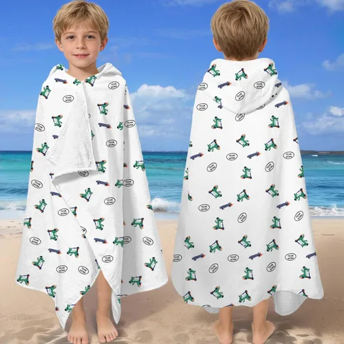 Miniatura 46 de VOOVA & MOVAS Toalla de playa con capucha para niños de 3 a 8 años, 30 x 50 pulgadas, suave, gruesa, grande, 100% algodón, absorbente para playa