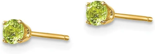 Miniatura 2 de Pendientes de oro amarillo macizo de 14 k de 0.118in de agostoperidoto verde agosto de 0.118in