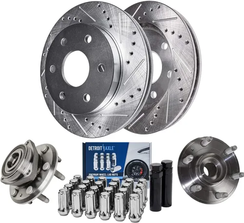 Miniatura 30 de Detroit Axle - Kit de freno para Mercedes-Benz C300 2015-2023, C350e 2016-2018 2015 C400, rotores perforados y ranurados Reemplazo de pastillas