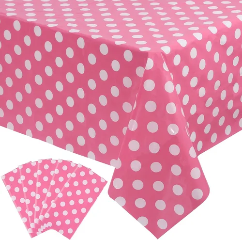 Miniatura 19 de Kesfey Paquete de 3 manteles a cuadros, color rosa y blanco, 54x108 pulgadas, desechables, de plástico, impermeables, rectangulares, para mesa