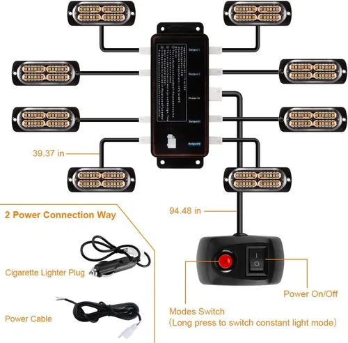Miniatura 4 de Función de sincronización Luces estroboscópicas LED de emergencia, 8 unidades, ultra delgada, montaje en superficie, luz intermitente de peligro