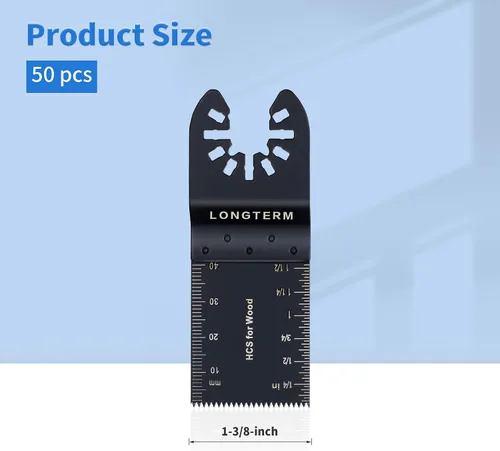 Miniatura 2 de LONGTERM 100 piezas de hojas oscilantes de madera de dientes largos, OIS de liberación rápida, para madera dura/madera blanda/MDF/madera