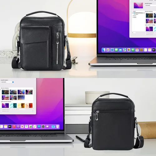 Miniatura 3 de Bolso cruzado pequeño para hombre, de piel sintética, bolso de mensajero, bolsa cruzada, bolsa de hombro, bolsa de pecho, trabajo, viajes al aire